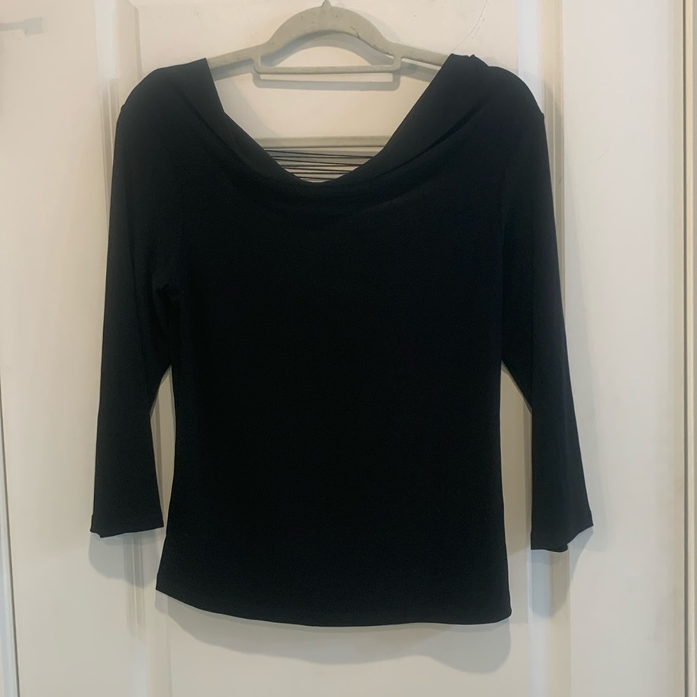 Vintage Black Blouse with Open Back